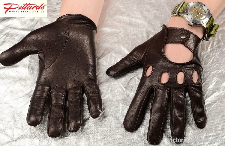 275br_2 Driving Gloves: Warm Dark Brown Classic Driving Leather Gloves