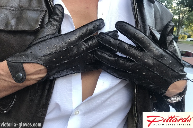 79_7 Driving Gloves: Stylish Dark Brown Men's Driving Leather Gloves!