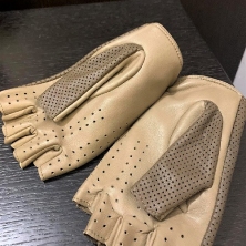 Walnut Fingerless Driving Leather Gloves