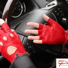 Red and Spicy Driving Fingerless Leather Gloves!