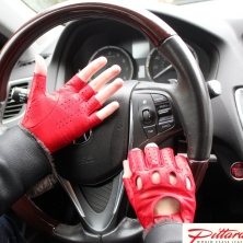Red and Spicy Driving Fingerless Leather Gloves!
