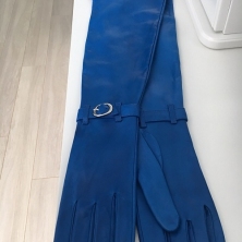 Royal Blue Super Long Leather Opera Gloves 