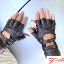 Fingerless Driving Double Buckle Leather Gloves