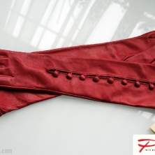 Red Perfection Buttoned Long Leather Gloves!