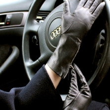 Classy Rich Black Leather Gloves with side zippers!