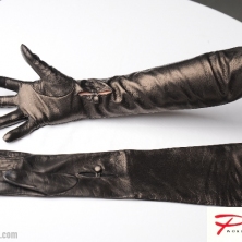 Black Glamour Long Leather Gloves with a button detail!
